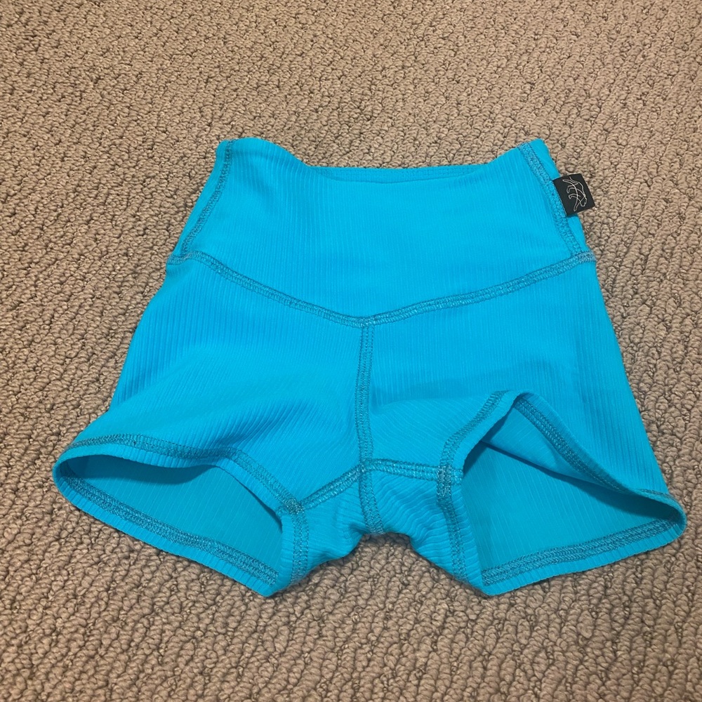 Tiger Friday Shorties Ribbed Bootie Shorts size: child medium color: Surf